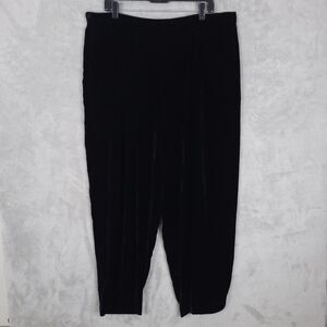 EILEEN FISHER Velvet Pants Womens Black Size 2X Rayon Silk Blend Elastic Waist